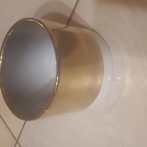 Gold & Whte Cetamic Candle Holder Planter 3.5in